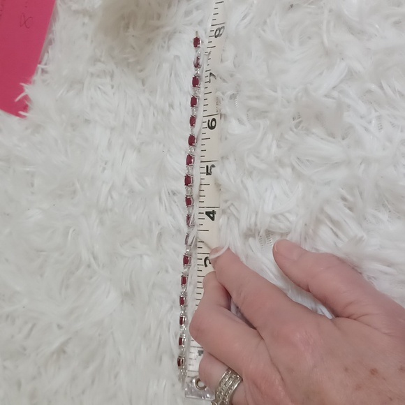 Colleen Lopez Sterling Silver Garnet and White Zircon Tennis Bracelet NIB - Picture 7 of 9